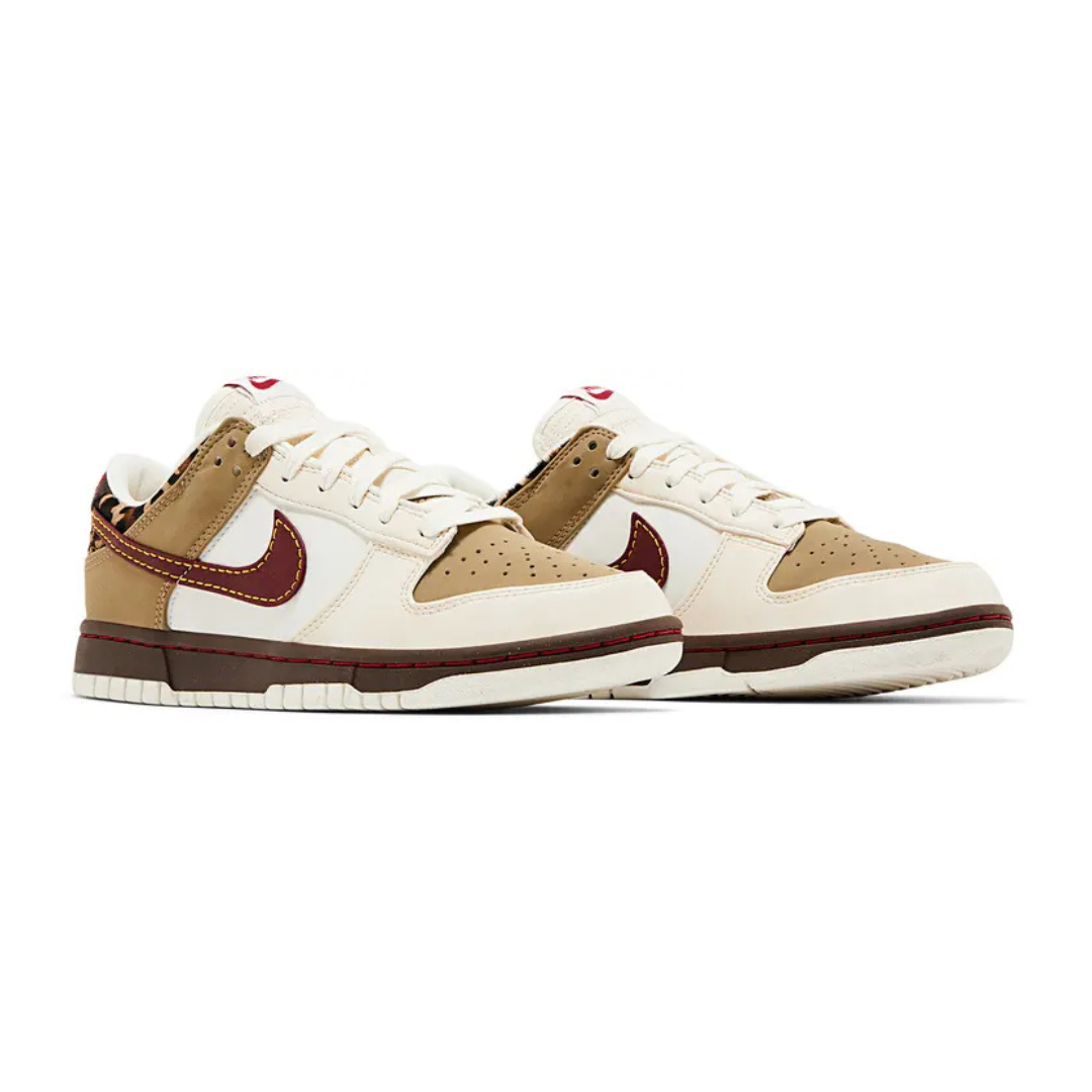 NK Dunk Low Retro Khaki Team Red Pearl White