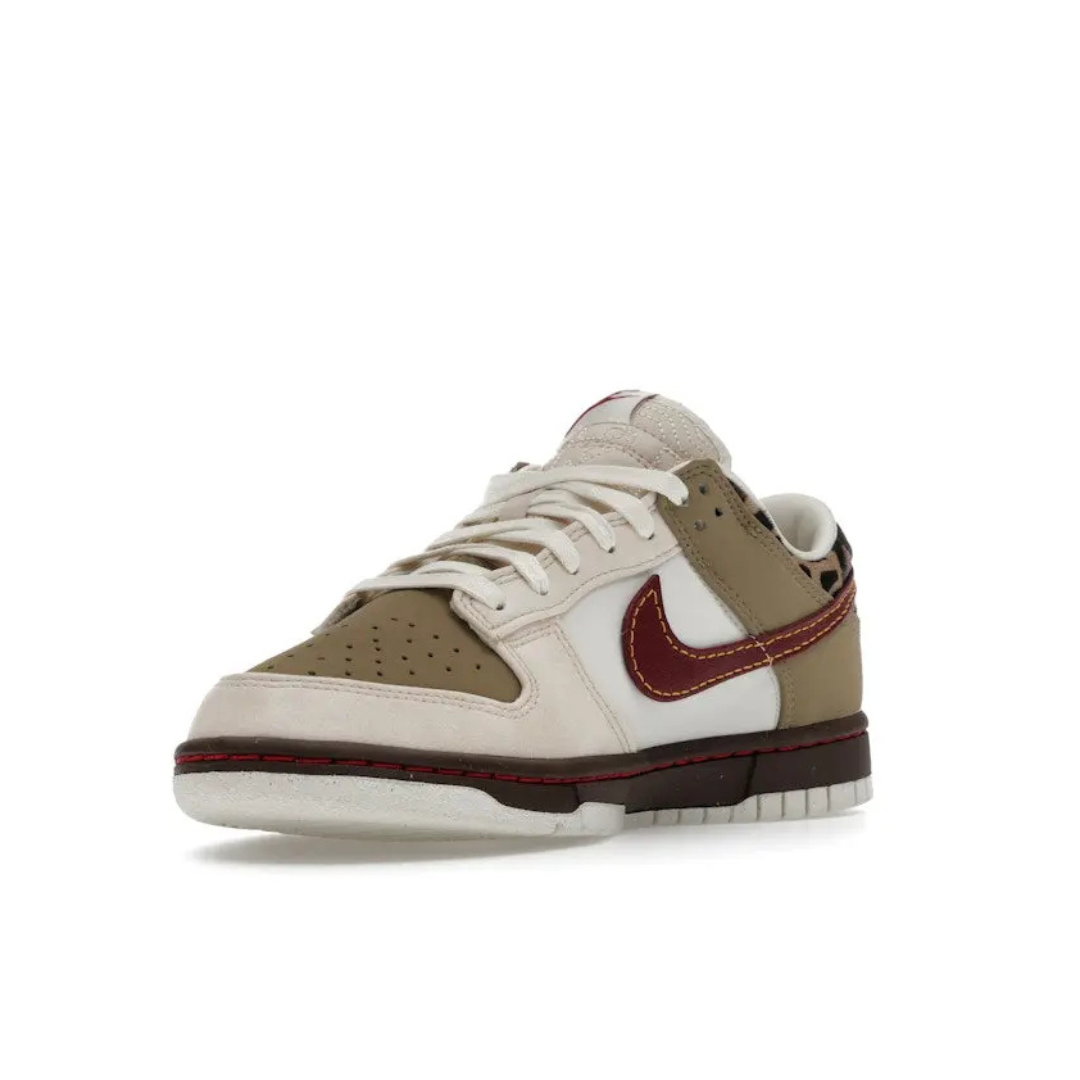 NK Dunk Low Retro Khaki Team Red Pearl White